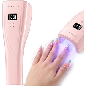 Makartt Flash Cure Nail Lamp, 222 mW/cm² Portable Cordless UV LED Nail Lamp for Rhinestone Glue, Poly Nail Gel & Nail Charms, Rechargeable Mini Nail Dryer with LCD Display, 2 Timers & Smart Sensor(Pink)