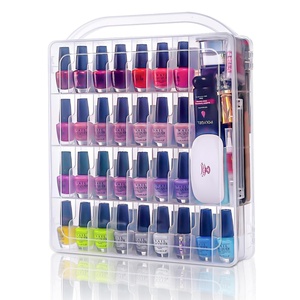 Makartt Gel Nail Polish Organizer, Clear Storage Case Holder for 60 Bottles, Large Compartment, Space-Saving, Travel Carry, Colors Display(Clear 60 bottles)