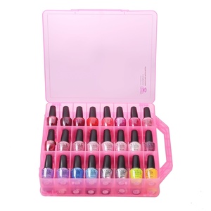Makartt Gel Nail Polish Organizer, Clear Storage Case Holder for 60 Bottles, Large Compartment, Space-Saving, Travel Carry, Colors Display(Pink 48 bottles)