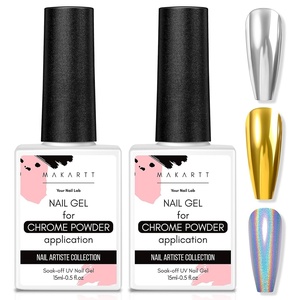 Makartt Gel Top Coat – 2 PCS No Wipe Top Coat Gel Nail Polish High Glossy Shine Finish Long Lasting, 10ML Clear Soak Off UV Nail Lamp, Salon Quality Art Design for Home Use Beauty Spring Gift(A7-Top Coat for Chrome Nail Powder  2 Pcs)