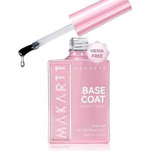 Makartt Gel Top Coat – 2 PCS No Wipe Top Coat Gel Nail Polish High Glossy Shine Finish Long Lasting, 10ML Clear Soak Off UV Nail Lamp, Salon Quality Art Design for Home Use Beauty Spring Gift(Hema-free Gel Base Coat 1 Pcs)