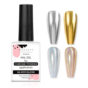 Makartt Gel Top Coat – 2 PCS No Wipe Top Coat Gel Nail Polish High Glossy Shine Finish Long Lasting, 10ML Clear Soak Off UV Nail Lamp, Salon Quality Art Design for Home Use Beauty Spring Gift(A3-Top Coat for Chrome Nail Powder)