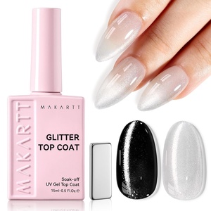Makartt Gel Top Coat – 2 PCS No Wipe Top Coat Gel Nail Polish High Glossy Shine Finish Long Lasting, 10ML Clear Soak Off UV Nail Lamp, Salon Quality Art Design for Home Use Beauty Spring Gift(Clear Cat Eye Top Coat)