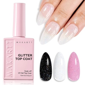 Makartt Gel Top Coat – 2 PCS No Wipe Top Coat Gel Nail Polish High Glossy Shine Finish Long Lasting, 10ML Clear Soak Off UV Nail Lamp, Salon Quality Art Design for Home Use Beauty Spring Gift(Clear Glitter Top Coat)
