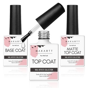 Makartt Gel Top Coat – 2 PCS No Wipe Top Coat Gel Nail Polish High Glossy Shine Finish Long Lasting, 10ML Clear Soak Off UV Nail Lamp, Salon Quality Art Design for Home Use Beauty Spring Gift(A8-Base & Top & Matte Coat Kit)