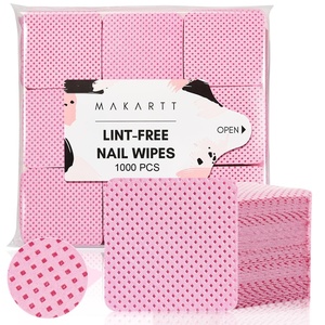 Makartt Lint-Free Nail Wipes – 1000PCS Pink Nail Polish Remover Pads, Super Absorbent Soft Dry Wipes for Nail Prep, Gel Polish Removal, Eyelash Extension Glue Cleaning, Non-Woven Fabric(1000PCS)
