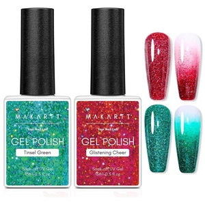 Makartt Metallic Gold Gel Liner Nail Polish: 3D Mirror Chrome Effect with Built in Thin Brush Soak Off UV/LED Gel for DIY Manicure Home and Salon Nail Art Designs 8ml(2 Pcs Red Green Gel Nail Polish)