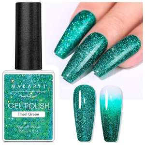 Makartt Metallic Gold Gel Liner Nail Polish: 3D Mirror Chrome Effect with Built in Thin Brush Soak Off UV/LED Gel for DIY Manicure Home and Salon Nail Art Designs 8ml(Green)