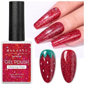 Makartt Metallic Gold Gel Liner Nail Polish: 3D Mirror Chrome Effect with Built in Thin Brush Soak Off UV/LED Gel for DIY Manicure Home and Salon Nail Art Designs 8ml(Red)