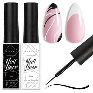 Makartt Metallic Gold Gel Liner Nail Polish: 3D Mirror Chrome Effect with Built in Thin Brush Soak Off UV/LED Gel for DIY Manicure Home and Salon Nail Art Designs 8ml(Black White Gel Liner Polish)