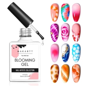 Makartt Metallic Gold Gel Liner Nail Polish: 3D Mirror Chrome Effect with Built in Thin Brush Soak Off UV/LED Gel for DIY Manicure Home and Salon Nail Art Designs 8ml(Clear Blooming Gel)