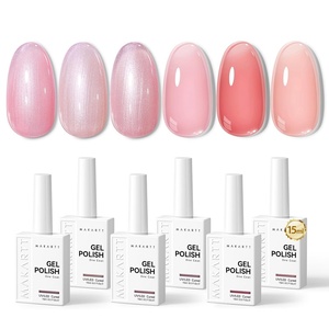 Makartt Pearl Gel Nail Polish Set 15ml One N’Done 6 Colors Shimmer Mermaid Glitter UV Gel Polish Soak Off High-Gloss, Salon-Grade Nail Art Manicure DIY Salon Home – Nebula Spectrum(Petal Glow)