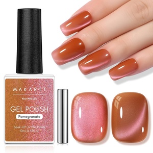 Makartt Pearl Gel Nail Polish Set 15ml One N’Done 6 Colors Shimmer Mermaid Glitter UV Gel Polish Soak Off High-Gloss, Salon-Grade Nail Art Manicure DIY Salon Home – Nebula Spectrum(Pomegranate)