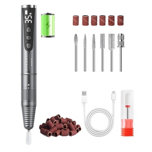 Makartt Pen-Shaped Rechargeable Nail Drill for Beginners: 25,000 RPM Cordless Electric Nail File with 5-Speed LED Display, Lightweight Quiet E File Kit for Gel Polish Removal, Home Travel Use (Pink)(Typus Black)