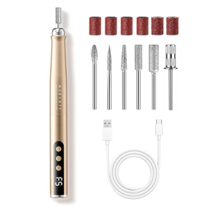 Makartt Pen-Shaped Rechargeable Nail Drill for Beginners: 25,000 RPM Cordless Electric Nail File with 5-Speed LED Display, Lightweight Quiet E File Kit for Gel Polish Removal, Home Travel Use (Pink)(Hepsela Gold)