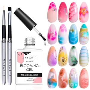 Makartt Rainbow Cat Eye Gel Nail Polish: Glitter Universal 9D Holographic Sparkly Soak Off Gel UV/LED Manicure with Magnet Stick for Nail Art Designs 10ml(Clear Blooming Gel with Brushes)