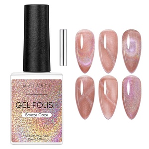 Makartt Rainbow Cat Eye Gel Nail Polish: Glitter Universal 9D Holographic Sparkly Soak Off Gel UV/LED Manicure with Magnet Stick for Nail Art Designs 10ml(Bronze Gaze)
