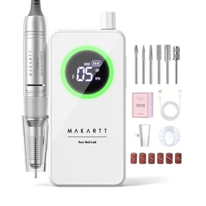 Makartt Rechargeable Electric Nail Drill: 35000 RPM Nail Drill File with Storage Stand for Acrylic Gel Polishing Removing LED Display,Cordless Efile with Bits Kit for Manicure Beginner Home (White)(Yeeyan White)