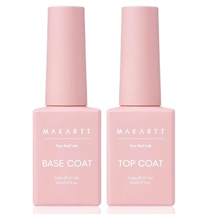 Makartt Rubber Base Gel Polish: Natural Nude Fall Winter 8ML Soak Off UV LED Foundation Gel for Salon DIY Nail Art Designs Home(Sun-Kissed Sands)(Clear Gel Base & Top Coat  2pcs  8ml)