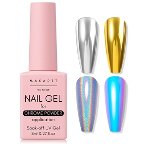 Makartt Rubber Base Gel Polish: Natural Nude Fall Winter 8ML Soak Off UV LED Foundation Gel for Salon DIY Nail Art Designs Home(Sun-Kissed Sands)(Clear Top Coat for Chrome Nail Powder  8ml)