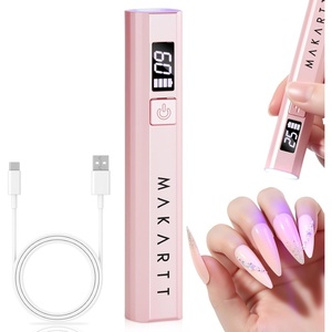 Makartt UV Nail Lamp, Handheld Flash Cure Lamp with Painless Mode 800mAh Rechargeable Portable Nail Light with LCD Display & 3 Timers for Home & Salon DIY(Silver)(Pink)