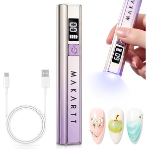 Makartt UV Nail Lamp, Handheld Flash Cure Lamp with Painless Mode 800mAh Rechargeable Portable Nail Light with LCD Display & 3 Timers for Home & Salon DIY(Silver)(Gradient Purple)