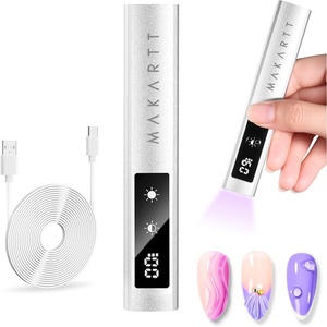 Makartt UV Nail Lamp, Handheld Flash Cure Lamp with Painless Mode 800mAh Rechargeable Portable Nail Light with LCD Display & 3 Timers for Home & Salon DIY(Silver)(Silver)