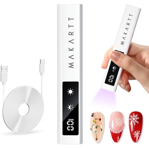Makartt UV Nail Lamp, Handheld Flash Cure Lamp with Painless Mode Rechargeable Portable Nail Light 800mAh with LCD Display & 3 Timers for Home & Salon(White)(A1-White)