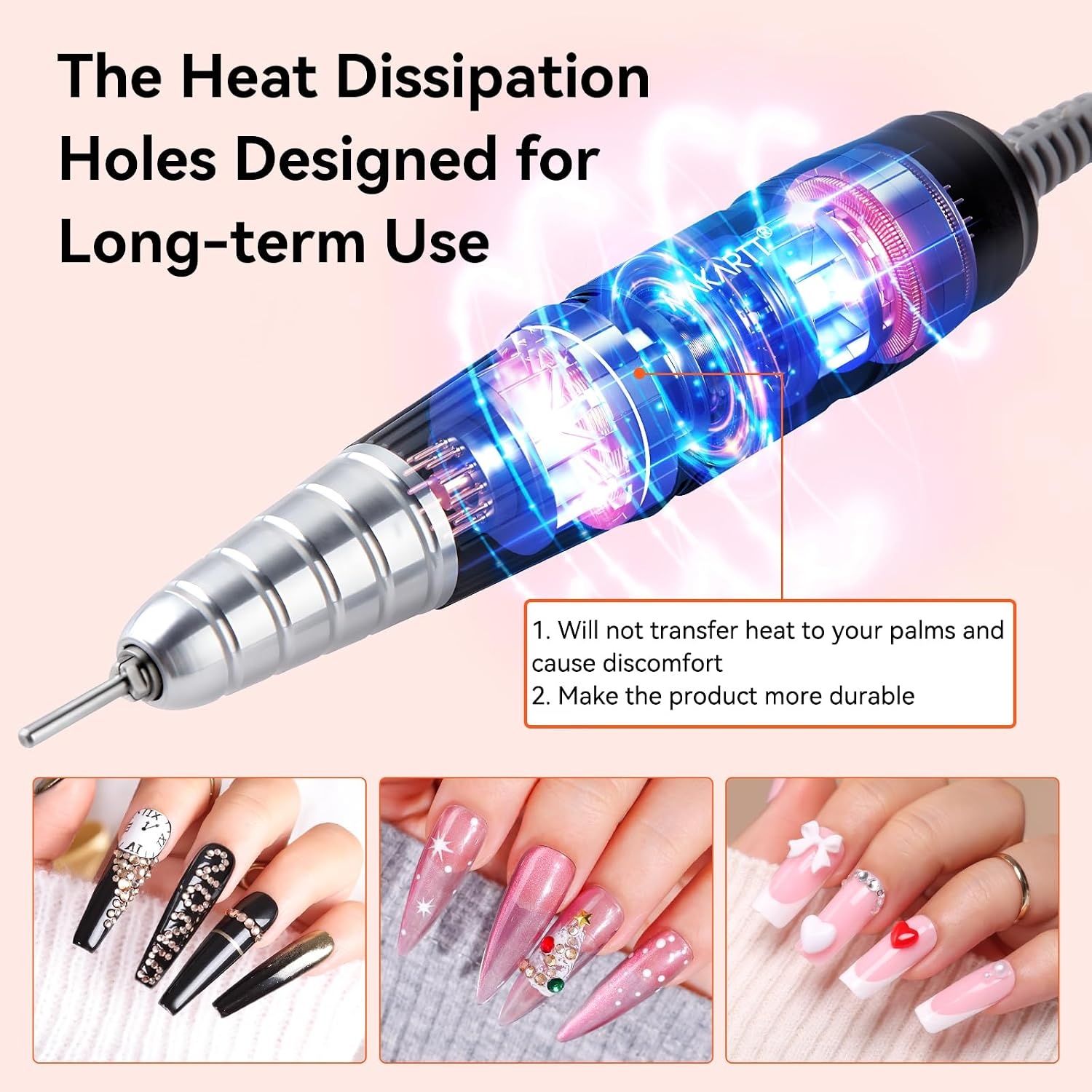 image:imageMAKARTT 30000RPM Electric Handpiece for Up200 Nail Drill Machine Professional E File 3 Pins WhiteBlack