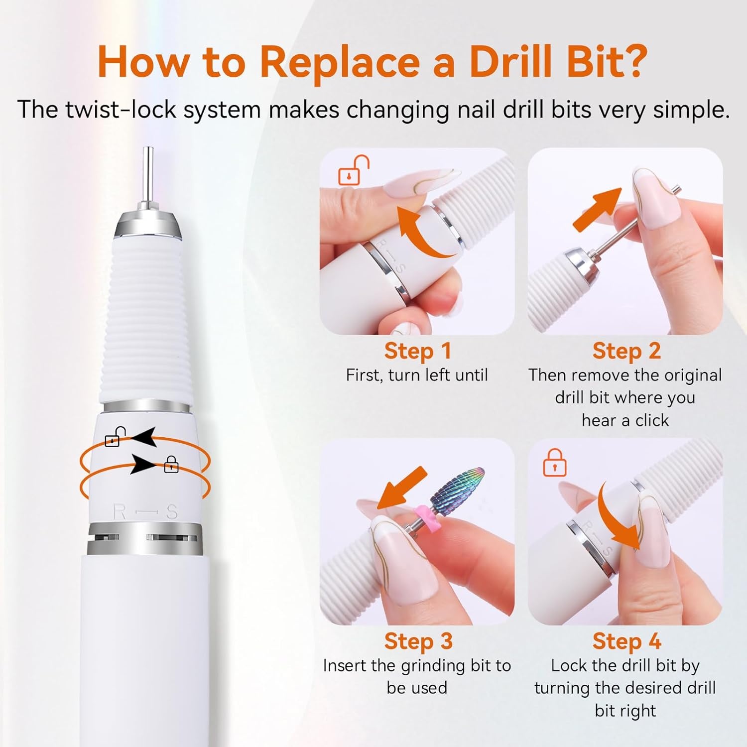 image:imageMAKARTT 30000RPM Electric Handpiece for Up200 Nail Drill Machine Professional E File 3 Pins WhiteWhite