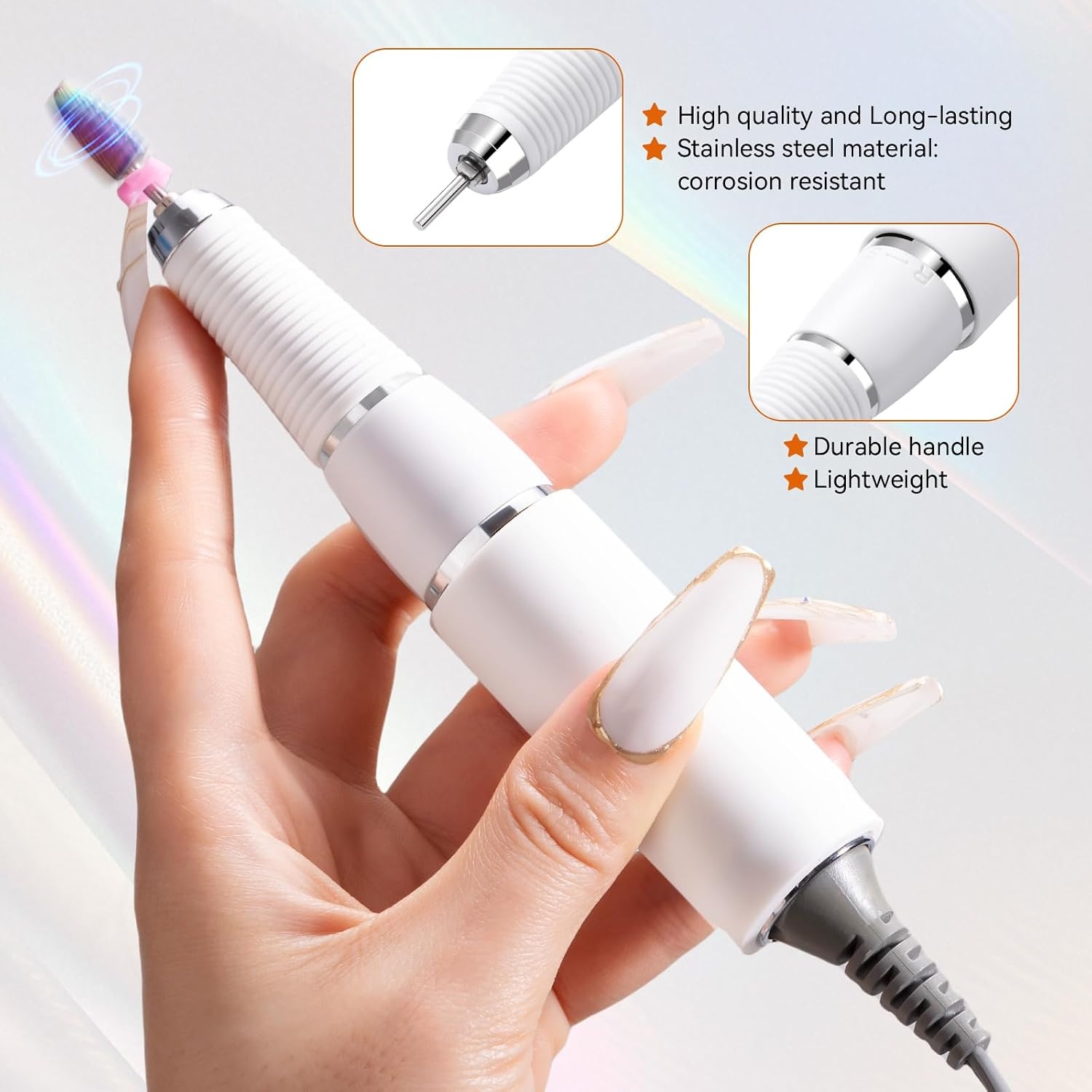 image:imageMAKARTT 30000RPM Electric Handpiece for Up200 Nail Drill Machine Professional E File 3 Pins WhiteWhite