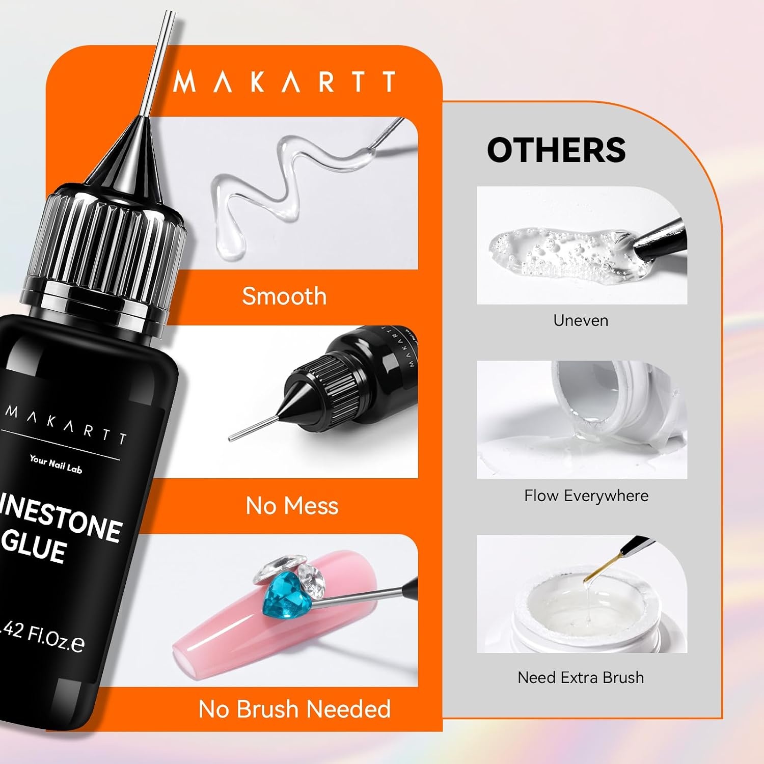 image:imageMakartt 2Pcs Rhinestone Glue Strong Hold 3D Gel Nail Art Nail Gem Glue UV Cured Nail Glue for Nail Charms and Gems Jewelry Diamond for DIY Manicured at Home Beauty Gifts for Women