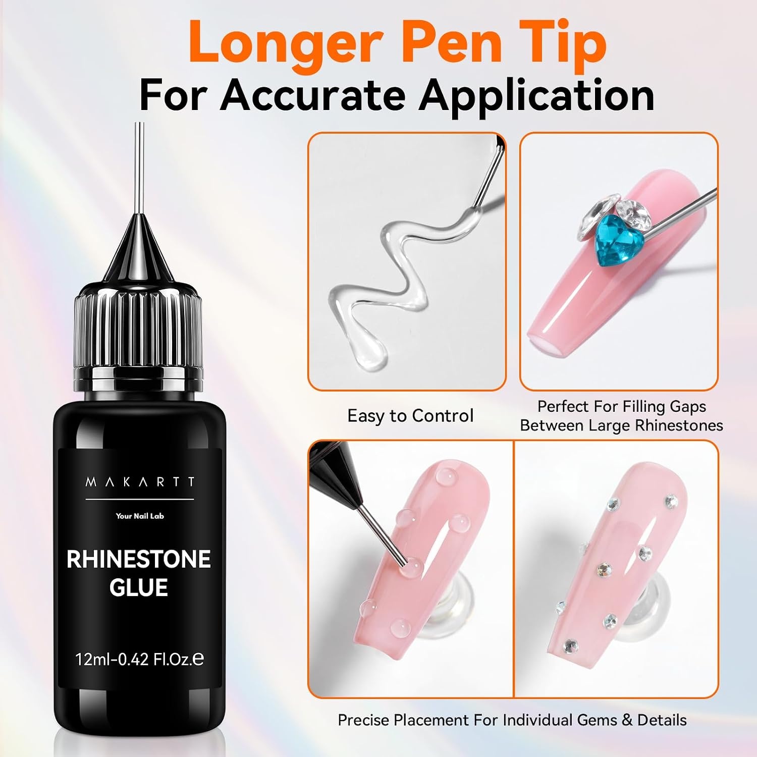 image:imageMakartt 2Pcs Rhinestone Glue Strong Hold 3D Gel Nail Art Nail Gem Glue UV Cured Nail Glue for Nail Charms and Gems Jewelry Diamond for DIY Manicured at Home Beauty Gifts for Women