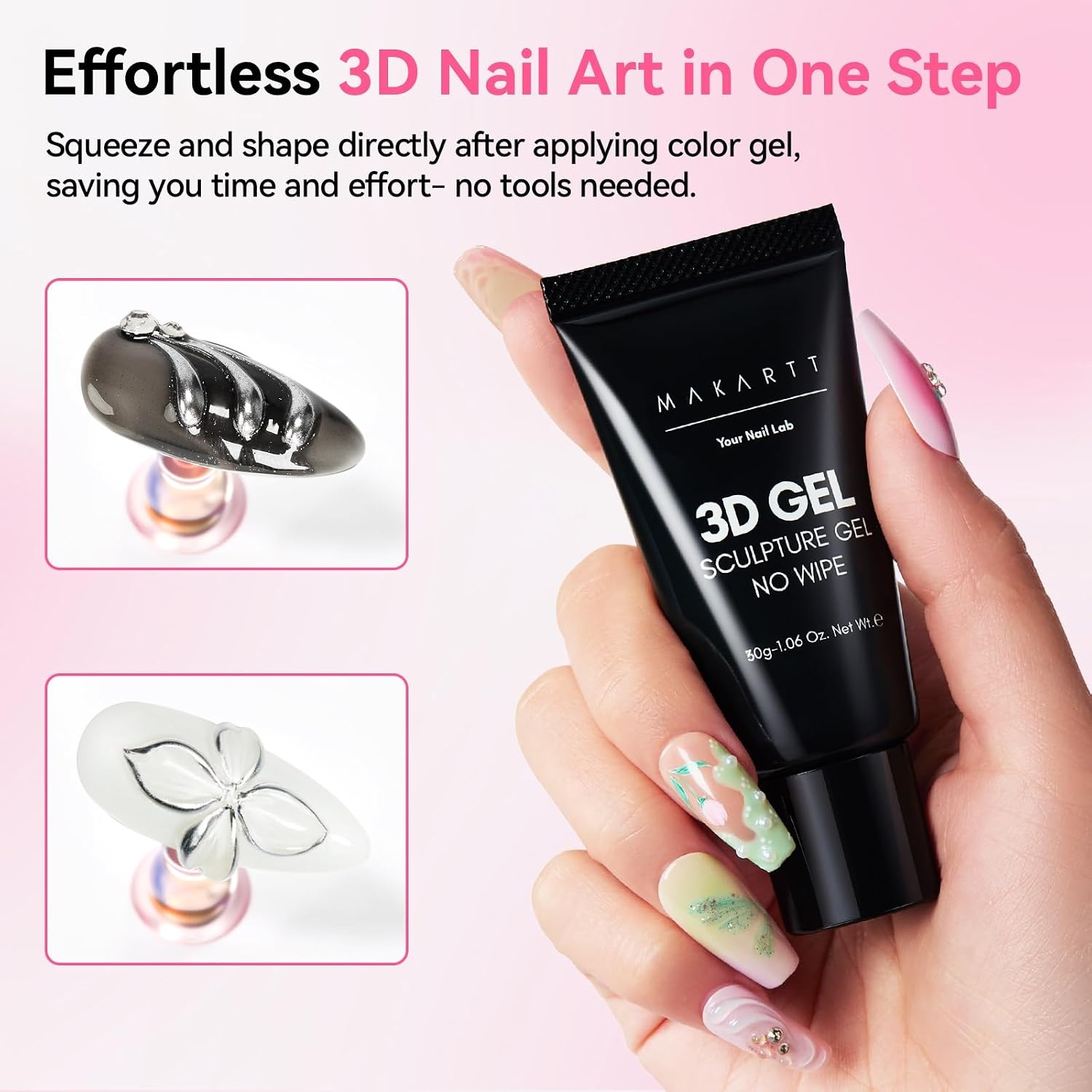 image:imageMakartt 3D Gel Nail Art 30g Sculpting Gel Glue for Drawing Molding Sculpture Gems amp Decoration Clear NoWipe Gels Polish for DIY Nail DesignsA1030g 3D Nail Gel