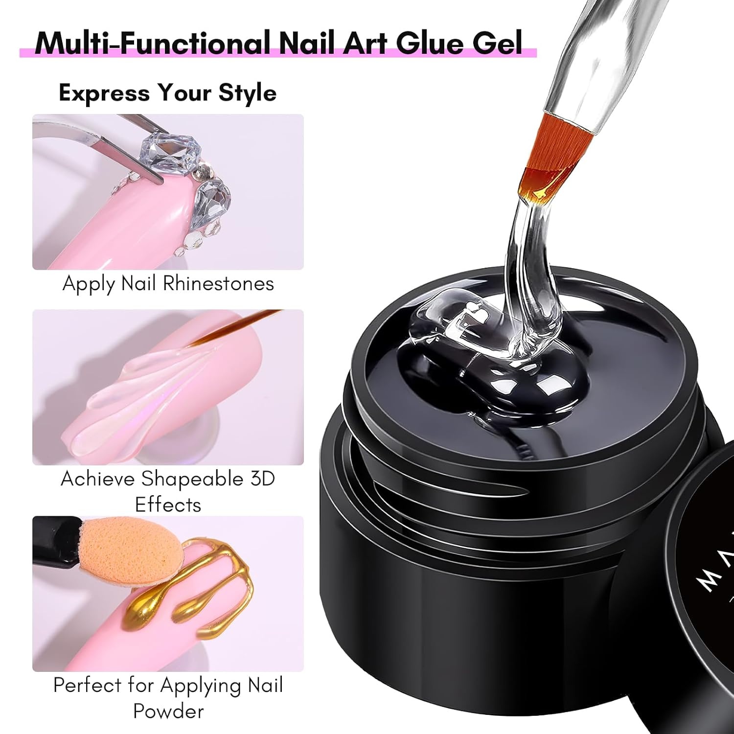 image:imageMakartt 3D Gel Nail Art 30g Sculpting Gel Glue for Drawing Molding Sculpture Gems amp Decoration Clear NoWipe Gels Polish for DIY Nail DesignsA6nail rhinestone glue with brush 15g