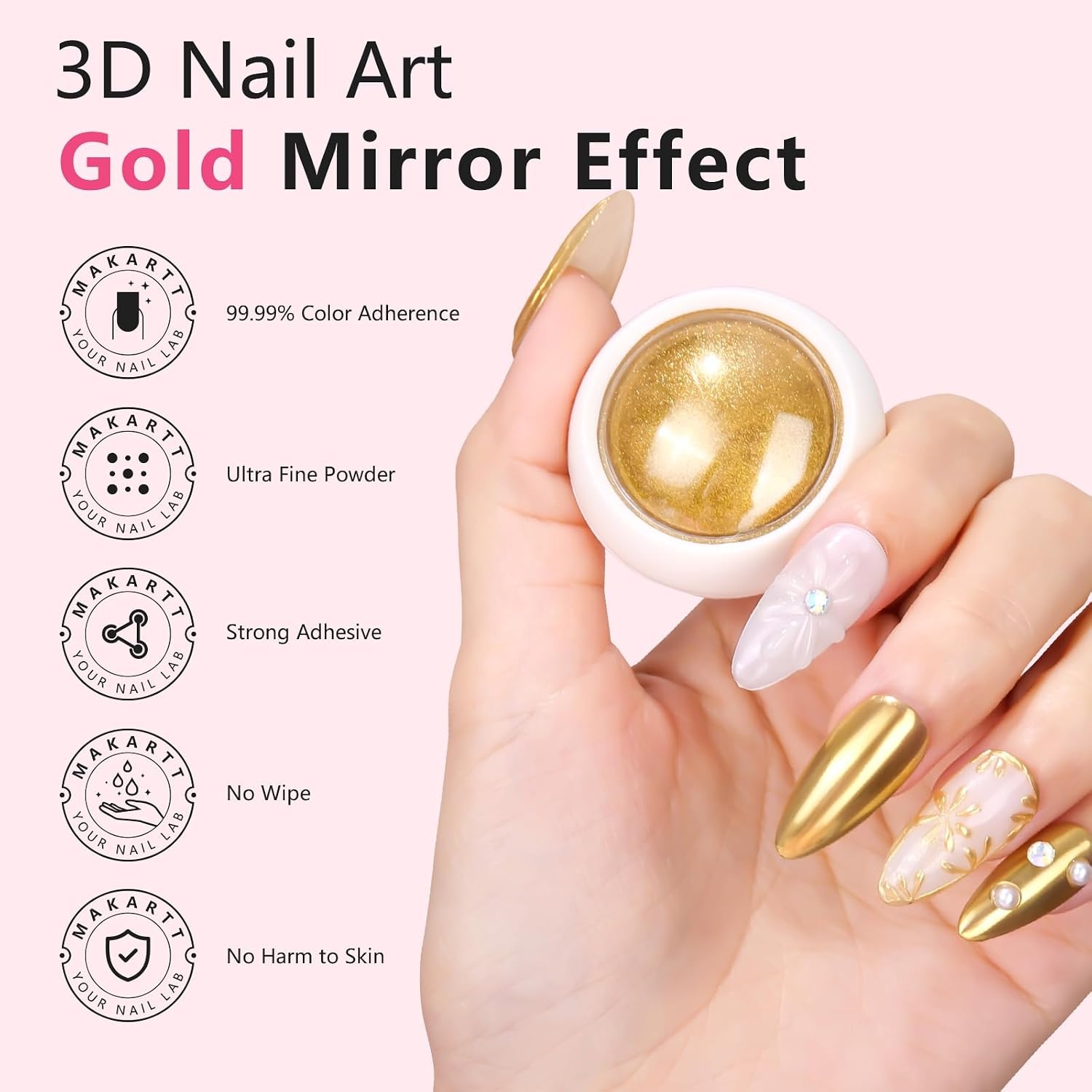 image:imageMakartt 3D Gel Nail Art Sculpting Gel Glue for Drawing Molding Sculpture Gems and Decoration No Wipe Clear Gel Polish for DIY Nail Designs 15gA04Clear 3D Nail Gel Gold Chrome Nail Powder
