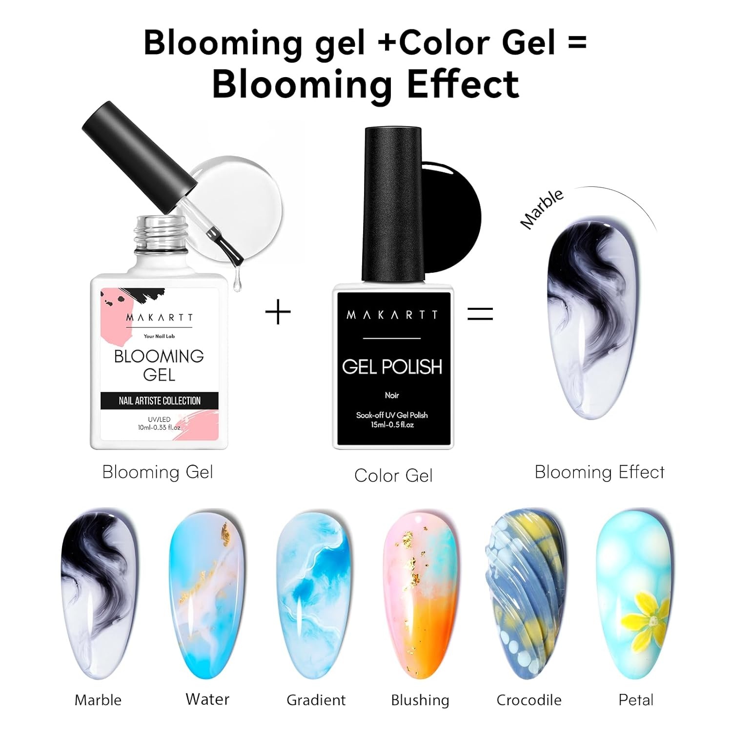 image:imageMakartt 3D Gel Nail Art Sculpting Gel Glue for Drawing Molding Sculpture Gems and Decoration No Wipe Clear Gel Polish for DIY Nail Designs 15gA14Clear Blooming Gel 3D Gel