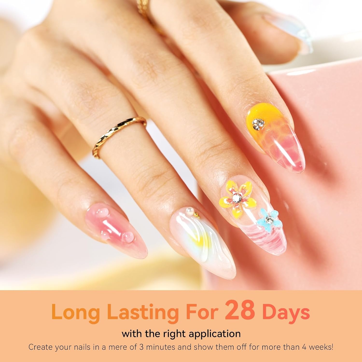 image:imageMakartt 3D Gel Nail Art Sculpting Gel Glue for Drawing Molding Sculpture Gems and Decoration No Wipe Clear Gel Polish for DIY Nail Designs 15gA14Clear Blooming Gel 3D Gel