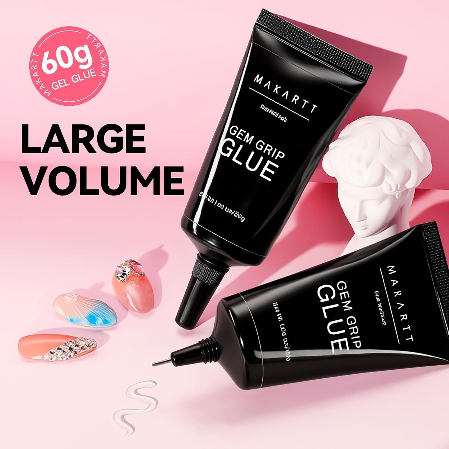 image:imageMakartt 3D Gel Nail Art for Sculpting 3in1 MultiFunctional 15g Clear 3D Nail Gel for Molding amp Painting Nails Designs No Wipe Nail Glue for Rhinestones Chrome Powder amp DIY ManicureA03nail rhinestone gem glue set 60G