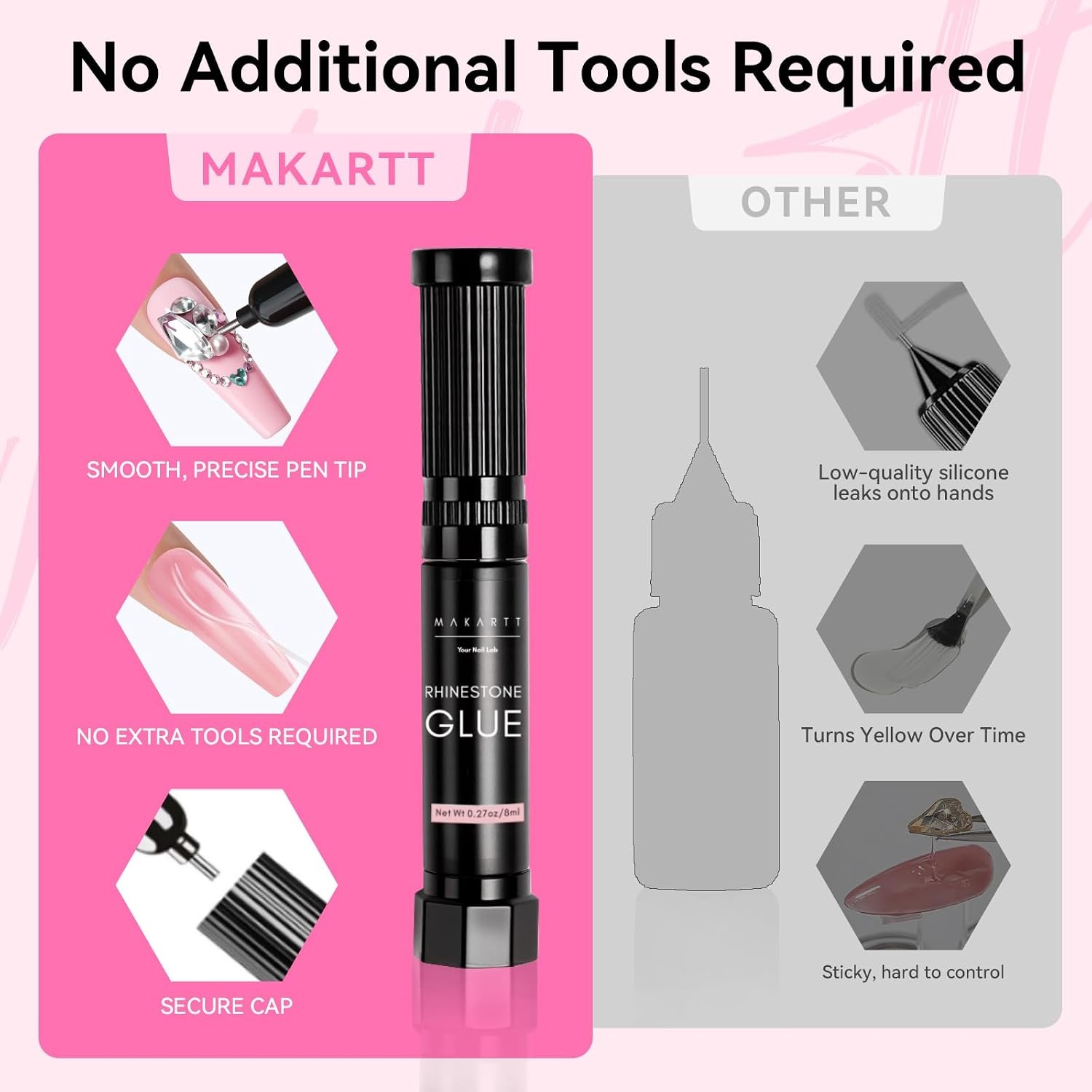 image:imageMakartt 3D Gel Nail Art for Sculpting 3in1 MultiFunctional 15g Clear 3D Nail Gel for Molding amp Painting Nails Designs No Wipe Nail Glue for Rhinestones Chrome Powder amp DIY ManicureA05nail rhinestones gem grip glue gel 8ml4