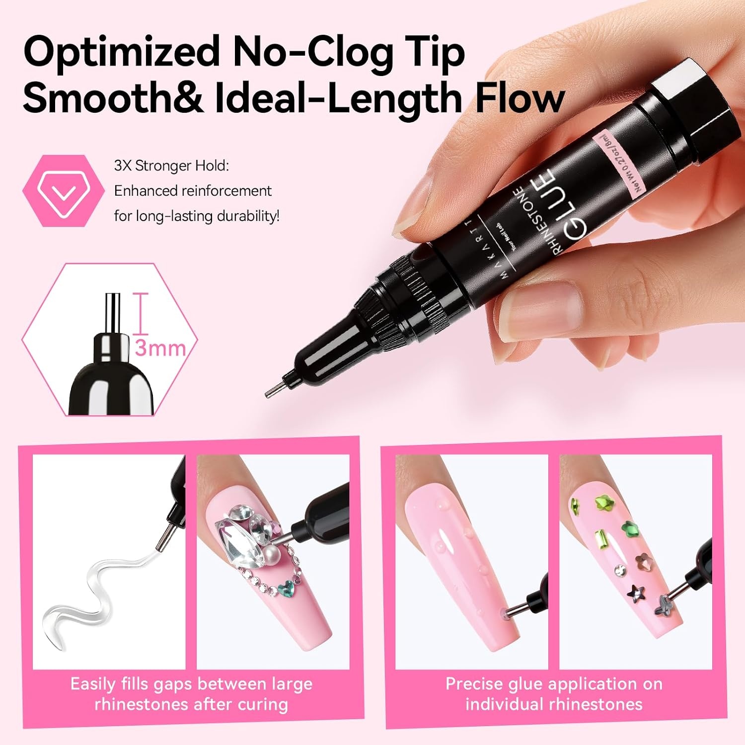 image:imageMakartt 3D Gel Nail Art for Sculpting 3in1 MultiFunctional 15g Clear 3D Nail Gel for Molding amp Painting Nails Designs No Wipe Nail Glue for Rhinestones Chrome Powder amp DIY ManicureA05nail rhinestones gem grip glue gel 8ml4
