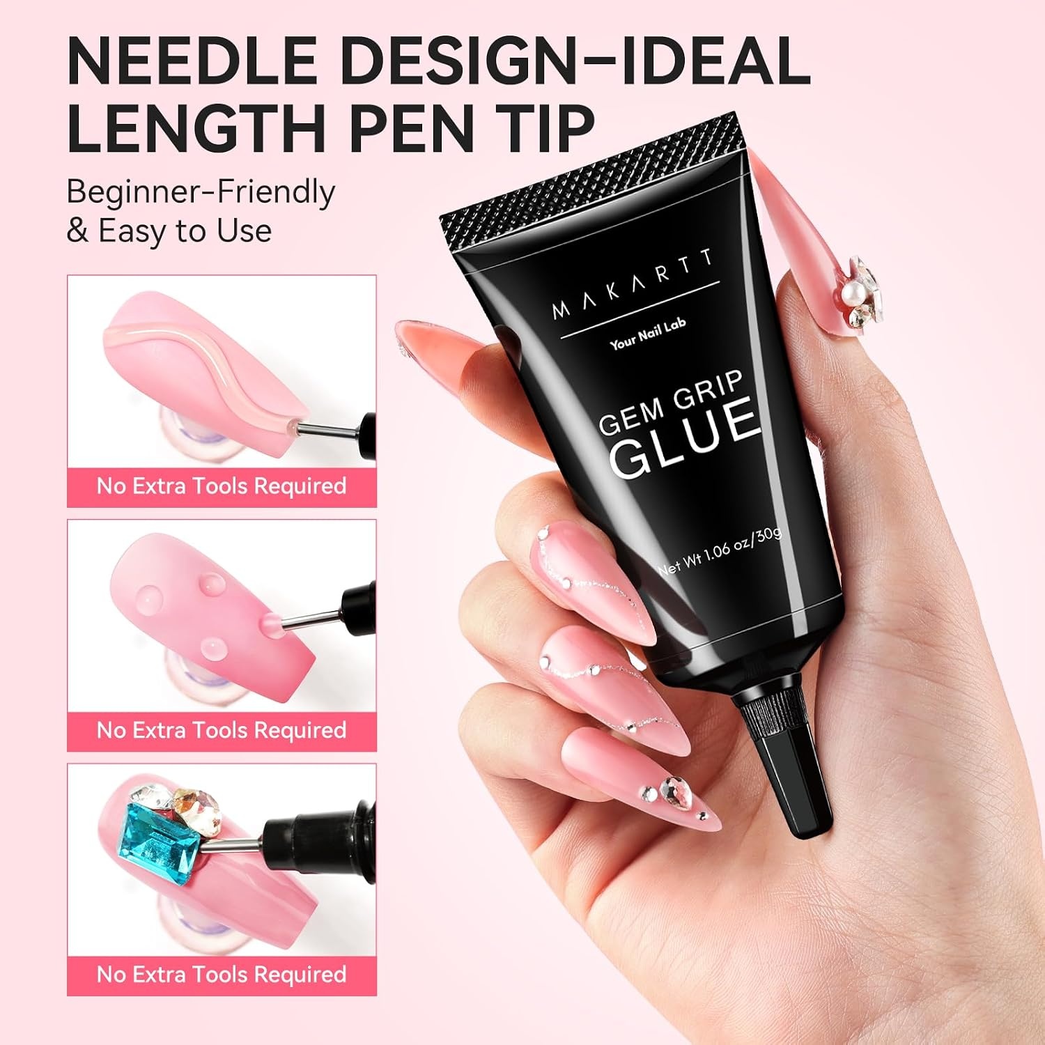 image:imageMakartt 3D Gel Nail Art for Sculpting 3in1 MultiFunctional 15g Clear 3D Nail Gel for Molding amp Painting Nails Designs No Wipe Nail Glue for Rhinestones Chrome Powder amp DIY ManicureA03nail rhinestone gem glue set 60G