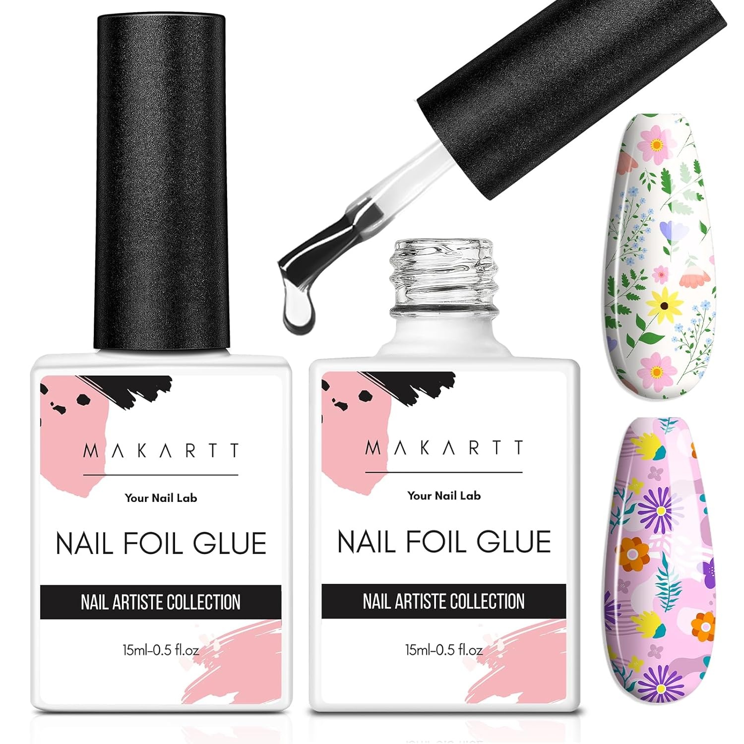 image:imageMakartt 3D Nail Gel 8 ml Nail Foil Glue Transfer Gels Adhesive for Linear Shell Ripple amp Chrome Nail Powder Art Designs UV LED Lamp Required2pcs 15ml