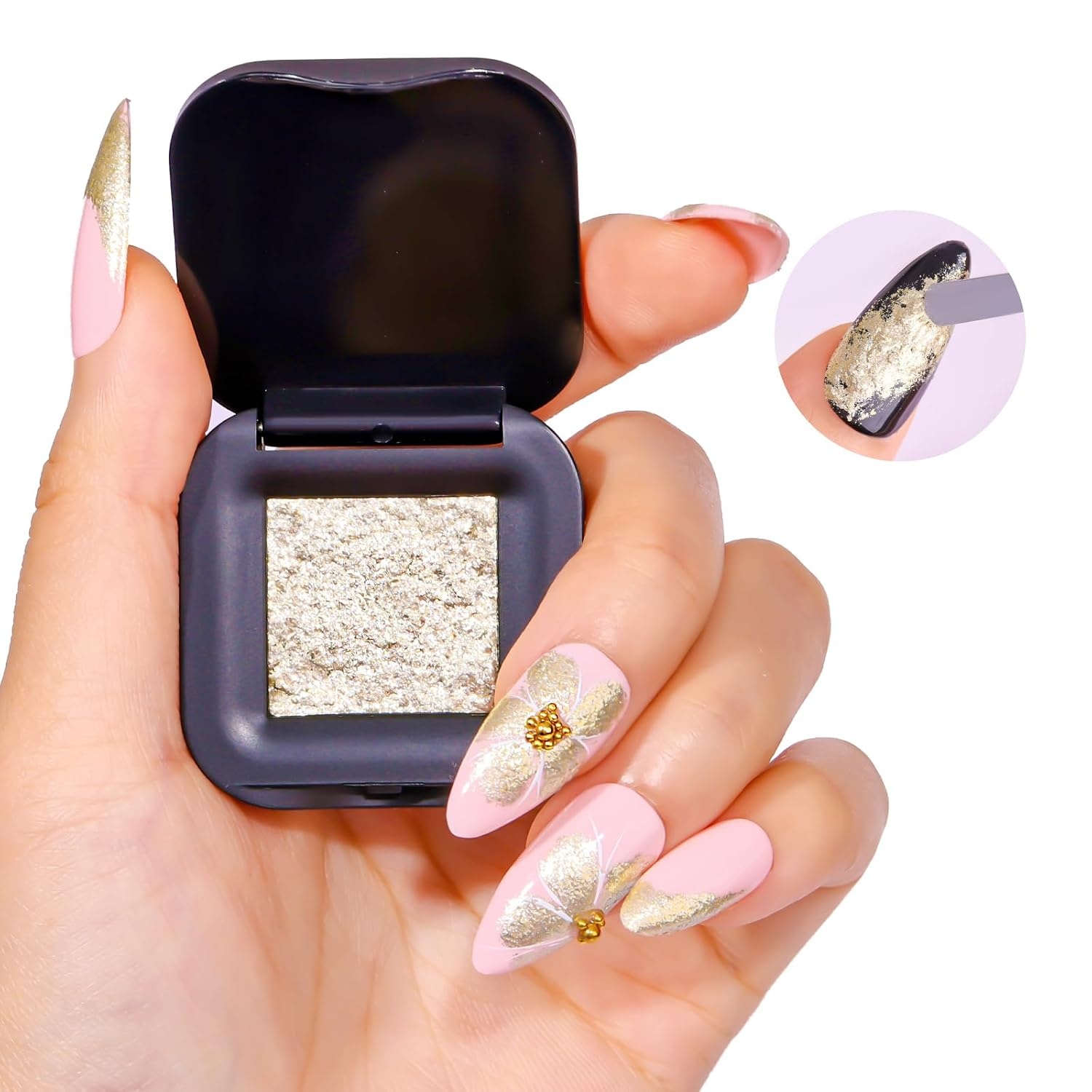 image:imageMakartt 3D Sculpting Gel for Nail Art No Wipe UV Texture Gel 5g Gold Fairy Aurora Powder Glitter Mud for Nails amp CharmsGold