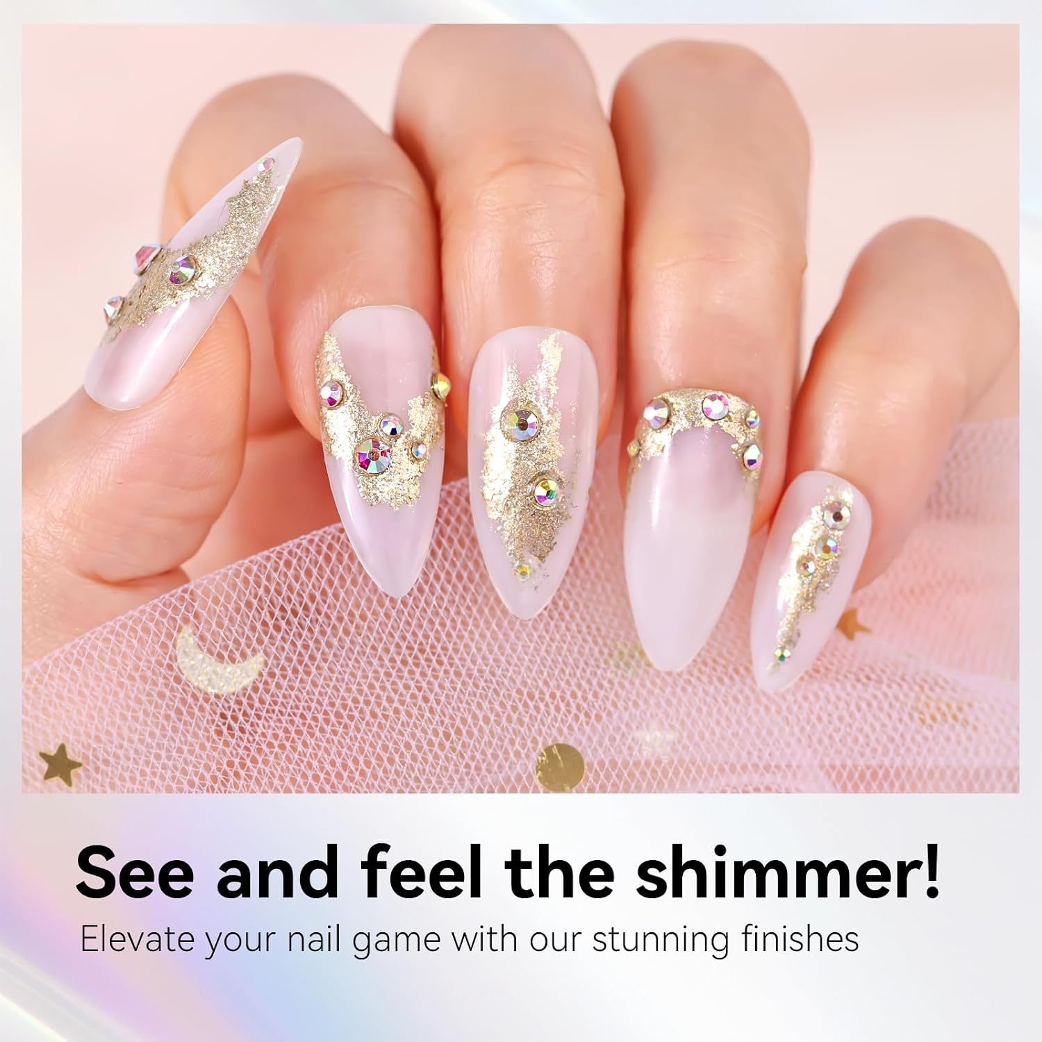 image:imageMakartt 3D Sculpting Gel for Nail Art No Wipe UV Texture Gel 5g Gold Fairy Aurora Powder Glitter Mud for Nails amp CharmsGold