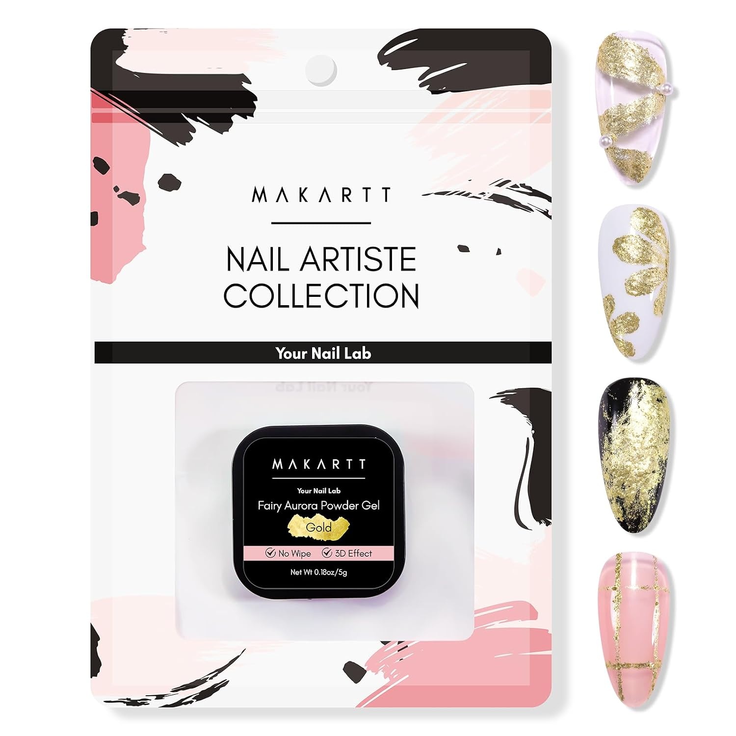image:imageMakartt 3D Sculpting Gel for Nail Art No Wipe UV Texture Gel 5g Gold Fairy Aurora Powder Glitter Mud for Nails amp CharmsGold