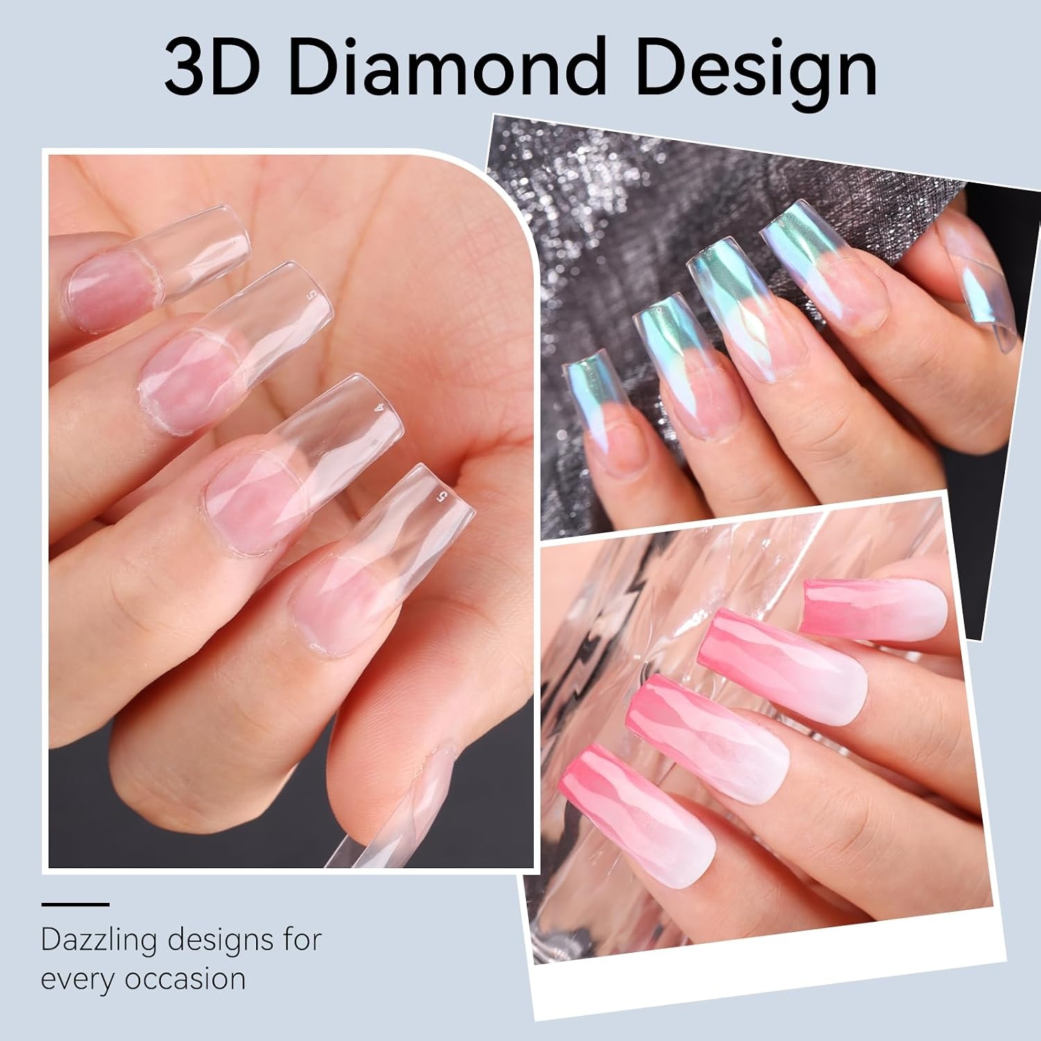 image:imageMakartt Almond Nail Tips 500pcs Medium Prebuffed Full Cover Clear Press on Nails 10 Sizes Soak Off Soft Gel Nail Tips Extension Professional Acrylic Fake Nails No Crease False Nail Salon DIY ArtA103D Medium Square120PCS