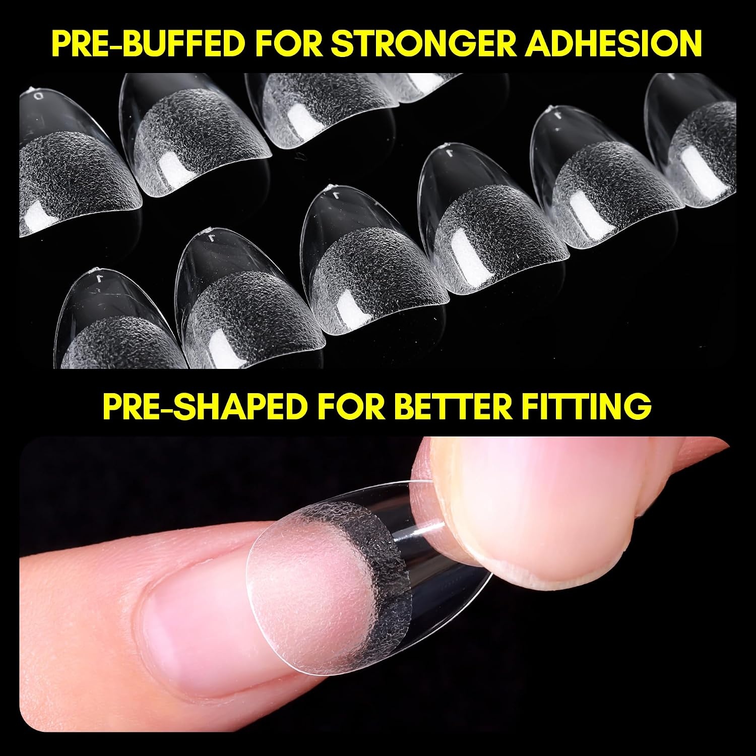 image:imageMakartt Almond Nail Tips 500pcs Medium Prebuffed Full Cover Clear Press on Nails 10 Sizes Soak Off Soft Gel Nail Tips Extension Professional Acrylic Fake Nails No Crease False Nail Salon DIY ArtA07Extra Short Almond120PCS