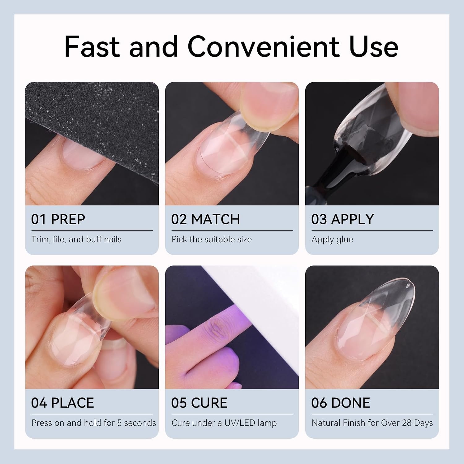 image:imageMakartt Almond Nail Tips 500pcs Medium Prebuffed Full Cover Clear Press on Nails 10 Sizes Soak Off Soft Gel Nail Tips Extension Professional Acrylic Fake Nails No Crease False Nail Salon DIY ArtA103D Medium Square120PCS