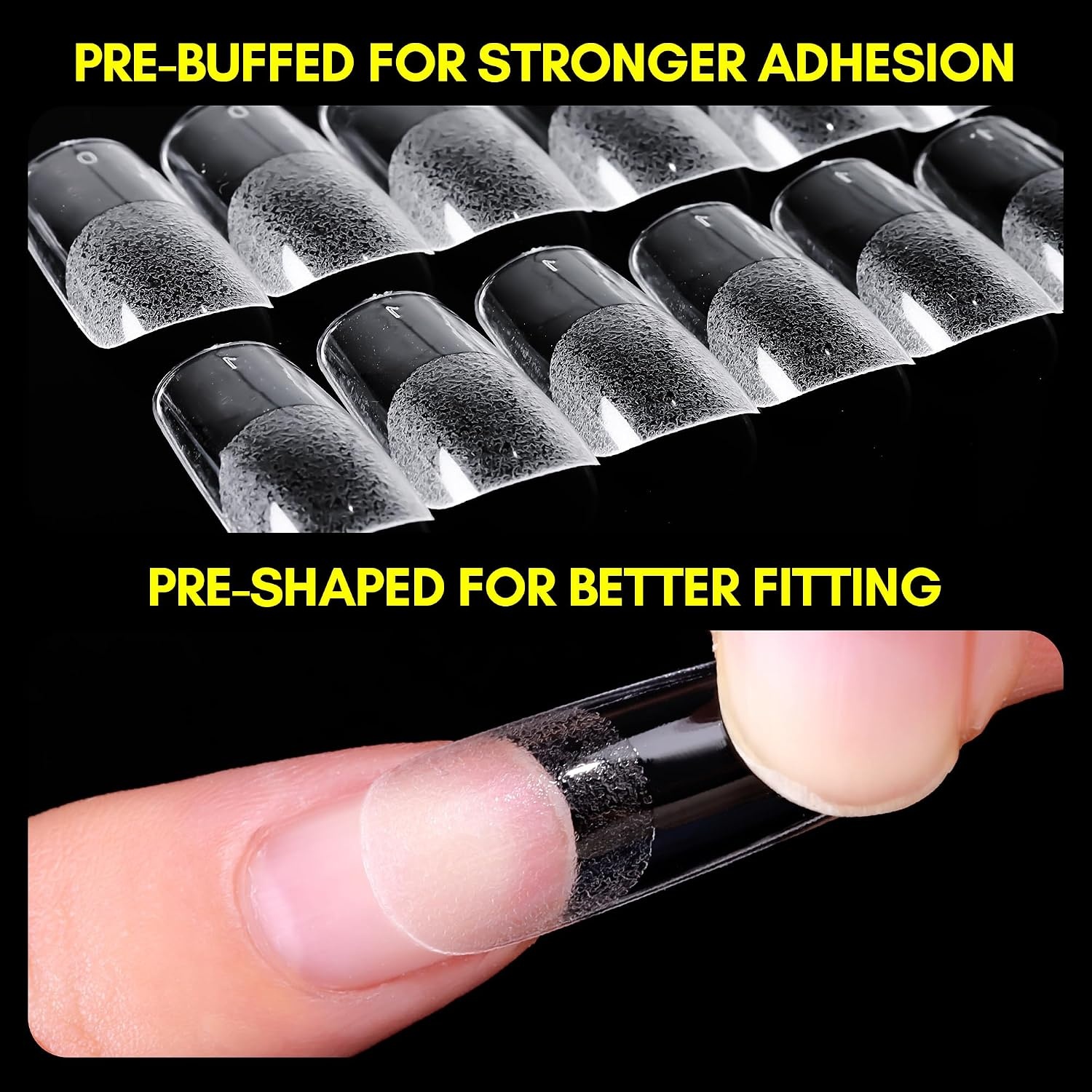 image:imageMakartt Almond Nail Tips 500pcs Medium Prebuffed Full Cover Clear Press on Nails 10 Sizes Soak Off Soft Gel Nail Tips Extension Professional Acrylic Fake Nails No Crease False Nail Salon DIY ArtA06Medium Square120PCS